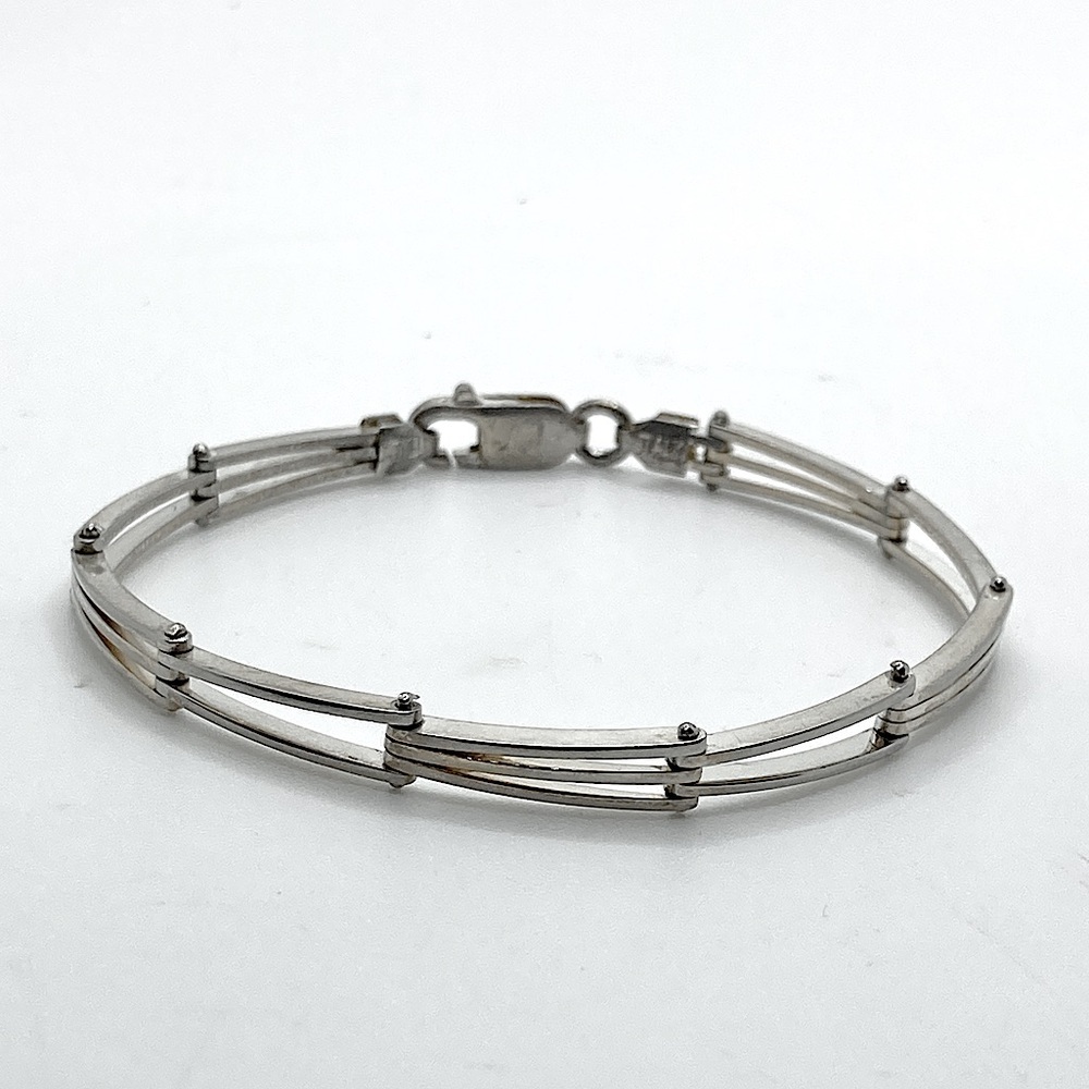 Vtg Sterling Silver 925 Italy Gate Link Bracelet w Lobster Clasp / Approx 7”